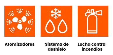 Aplicaciones de AR 713 / AR 813: Atomizadores, Sistemas de deshielo, Lucha contra incendios